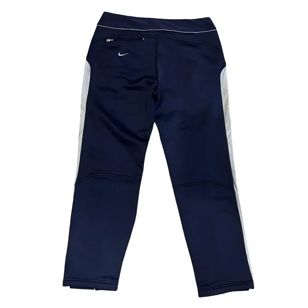 Nike Pants Womens Small Navy‎ Blue White Dri-FIT Tapered Track Athletic Gym